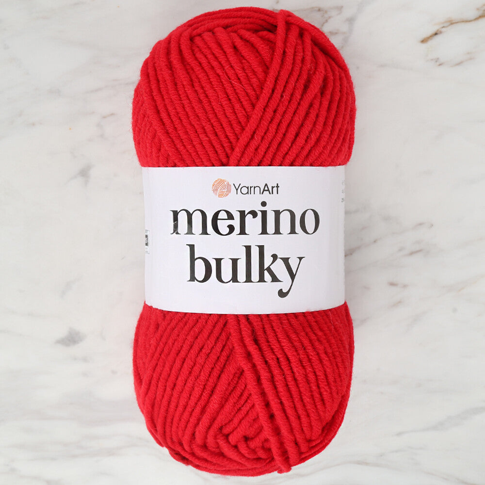 YarnArt Merino Bulky Kırmızı El Örgü İpi - 156